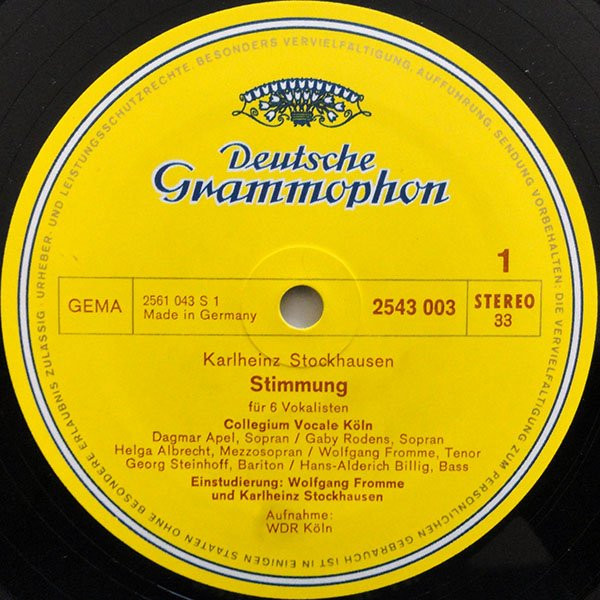Karlheinz Stockhausen - Collegium Vocale Köln , Leitung: Wolfgang Fromme - Stimmung | Deutsche Grammophon (2543 003) - 3