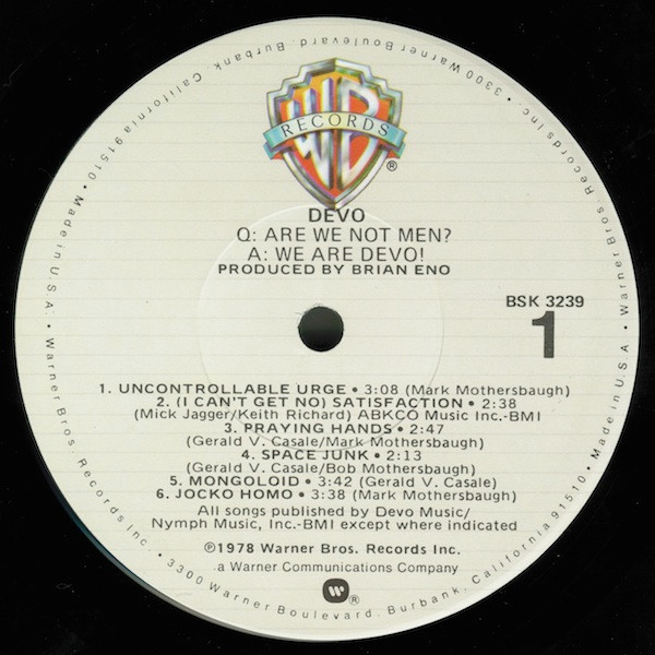 Devo - Q: Are We Not Men? A: We Are Devo! | Warner Bros. Records (BSK 3239) - 3