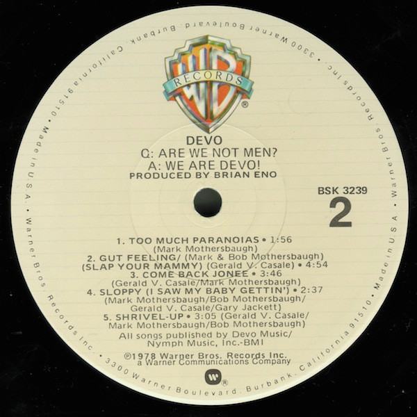Devo - Q: Are We Not Men? A: We Are Devo! | Warner Bros. Records (BSK 3239) - 4