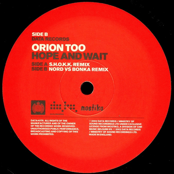Orion Too - Hope And Wait | Data Records (DATA40TR) - 4