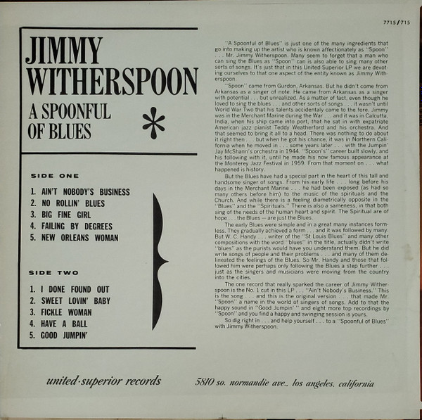 Jimmy Witherspoon - A Spoonful Of Blues | United Records (US 7715) - 2