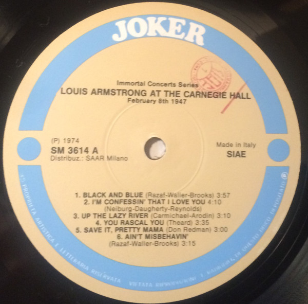 Louis Armstrong - At The Carnegie Hall | Joker (SM3614) - 3 Louis Armstrong - At The Carnegie Hall | Joker (SM3614) - 3