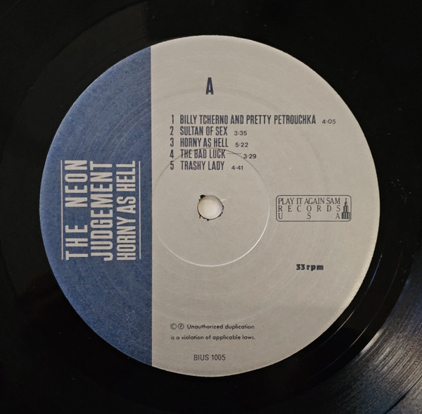 The Neon Judgement - Horny As Hell | Play It Again Sam Records USA (BIUS 1005) - 3 The Neon Judgement - Horny As Hell | Play It Again Sam Records USA (BIUS 1005) - 3