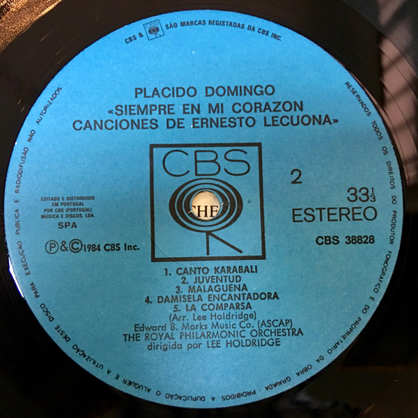 Placido Domingo - Always In My Heart = Siempre En Mi Corazón - The Songs Of Ernesto Lecuona | CBS (38828) - 3