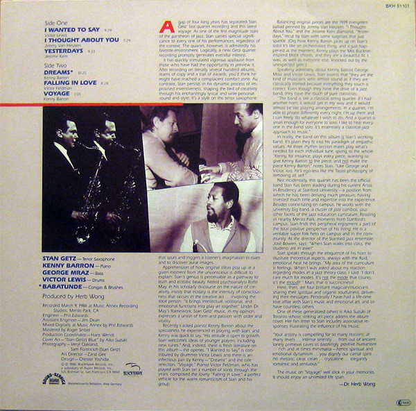 Stan Getz - Voyage | BlackHawk Records (BKH 51101) - 2