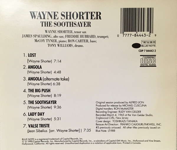 Wayne Shorter - The Soothsayer | Blue Note (CDP 7 84443 2) - 2 Wayne Shorter - The Soothsayer | Blue Note (CDP 7 84443 2) - 2