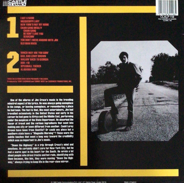 Jim Croce - Down The Highway | Castle Classics (CLALP 118) - 2