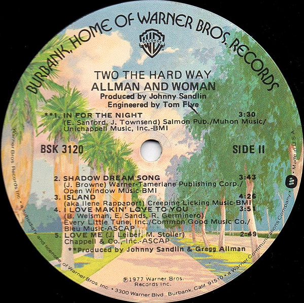 Allman And Woman - Two The Hard Way | Warner Bros. Records (BSK 3120) - 4