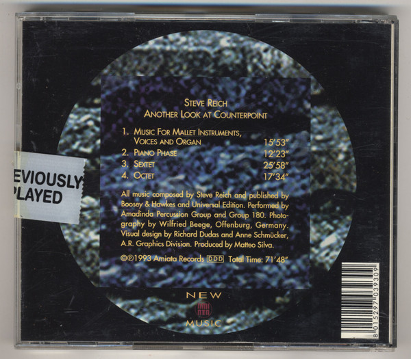 Steve Reich - Another Look At Counterpoint | Amiata Records (ARNR 0393) - 2 Steve Reich - Another Look At Counterpoint | Amiata Records (ARNR 0393) - 2