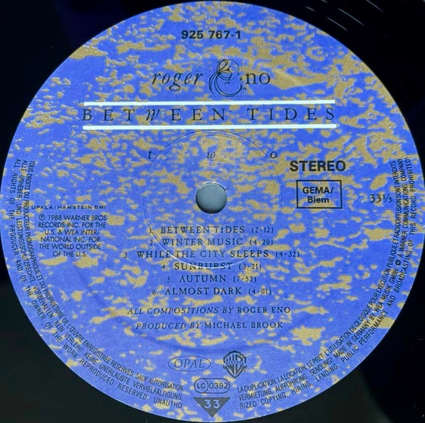 Roger Eno - Between Tides | Opal Records (925 767-1) - 4 Roger Eno - Between Tides | Opal Records (925 767-1) - 4
