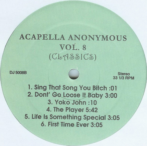 Various - Acapella Anonymous Vol. 8 (Classics) | DJ Essentials Inc. (DJ 5008) - 2 Various - Acapella Anonymous Vol. 8 (Classics) | DJ Essentials Inc. (DJ 5008) - 2