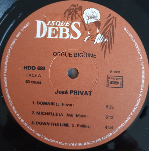 José Privat - Orgue Biguine | Disques Debs International (HDD 693) - 3 José Privat - Orgue Biguine | Disques Debs International (HDD 693) - 3