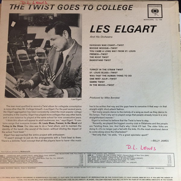 Les Elgart And His Orchestra - The Twist Goes To College | Columbia (CL 1785) - 2 Les Elgart And His Orchestra - The Twist Goes To College | Columbia (CL 1785) - 2