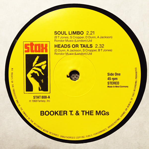 Booker T & The MG's - Soul Limbo / Heads Or Tails / Soul Clap '69 / Time Is Tight | Stax (STAT 808) - main Booker T & The MG's - Soul Limbo / Heads Or Tails / Soul Clap '69 / Time Is Tight | Stax (STAT 808) - main