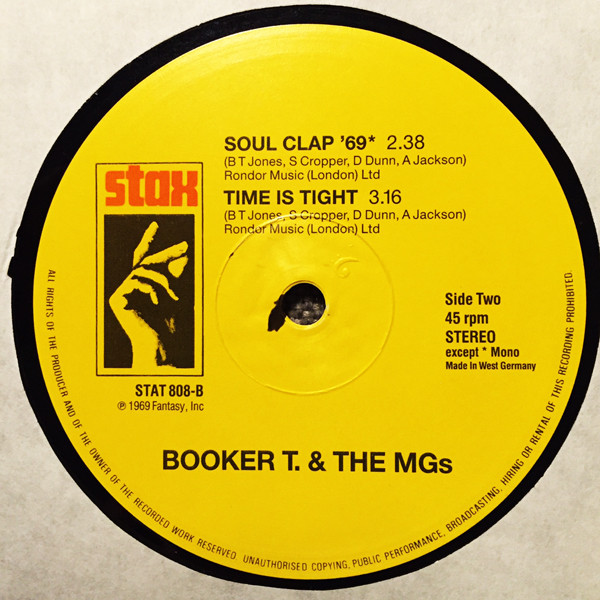 Booker T & The MG's - Soul Limbo / Heads Or Tails / Soul Clap '69 / Time Is Tight | Stax (STAT 808) - 2 Booker T & The MG's - Soul Limbo / Heads Or Tails / Soul Clap '69 / Time Is Tight | Stax (STAT 808) - 2