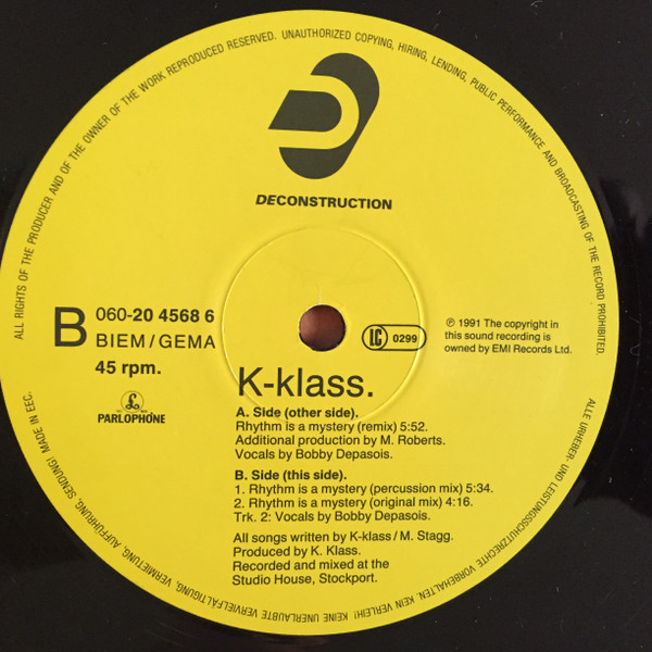 K-Klass - Rhythm Is A Mystery | Deconstruction (12R 6302) - 4 K-Klass - Rhythm Is A Mystery | Deconstruction (12R 6302) - 4