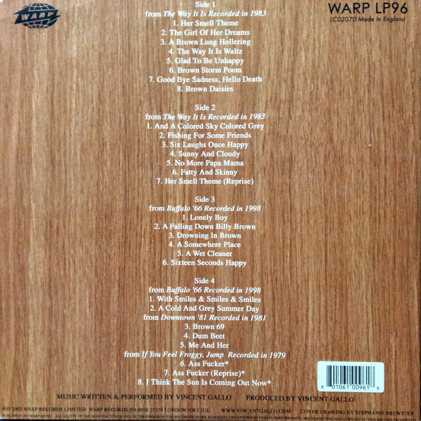 Vincent Gallo - Recordings Of Music For Film | Warp Records (WARP LP96) - 2 Vincent Gallo - Recordings Of Music For Film | Warp Records (WARP LP96) - 2