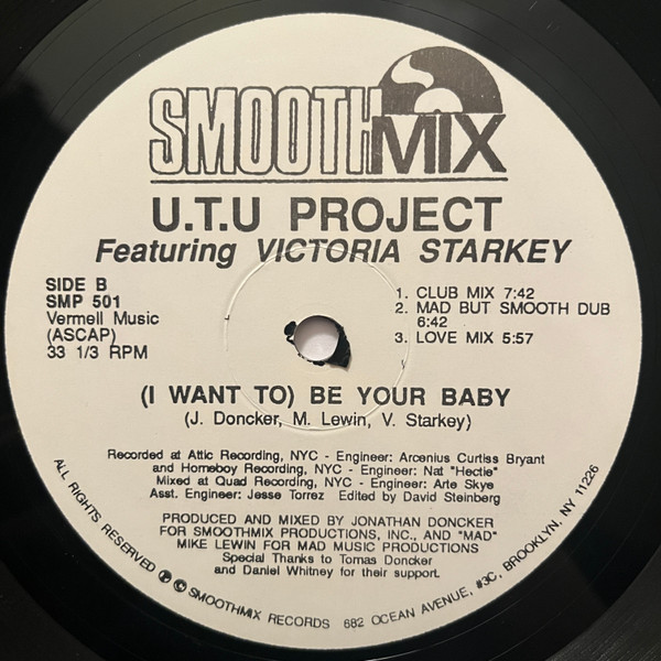 U.T.U Project Featuring Victoria Starkey - (I Want To) Be Your Baby | SmoothMix (SMP 501) - 2