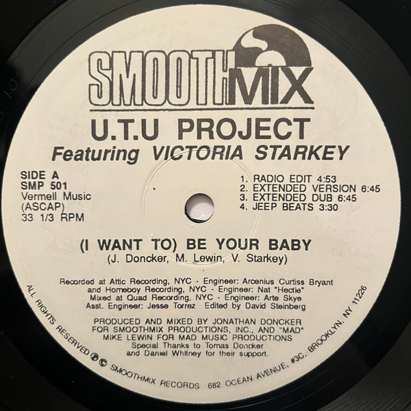 U.T.U Project Featuring Victoria Starkey - (I Want To) Be Your Baby | SmoothMix (SMP 501) - main