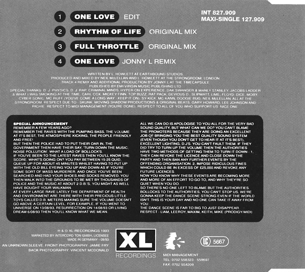 The Prodigy - One Love | XL Recordings (INT 827.909) - 2
