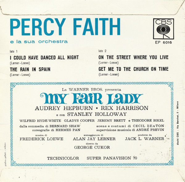 Percy Faith - Music From My Fair Lady | CBS (45 EP 6016) - 2