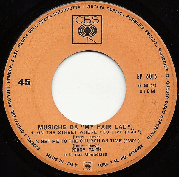 Percy Faith - Music From My Fair Lady | CBS (45 EP 6016) - 4