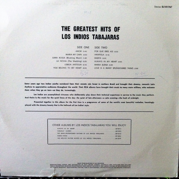 Los Indios Tabajaras - The Greatest Hits Of Los Indios Tabajaras | RCA Victor (SL101767) - 2 Los Indios Tabajaras - The Greatest Hits Of Los Indios Tabajaras | RCA Victor (SL101767) - 2