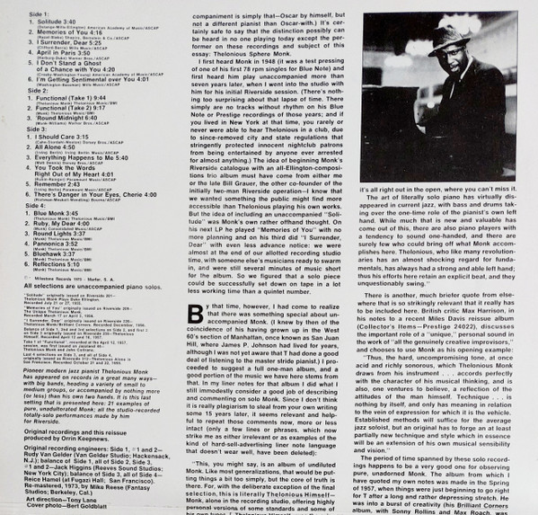 Thelonious Monk - Pure Monk | Milestone (MM 40049 S) - 3