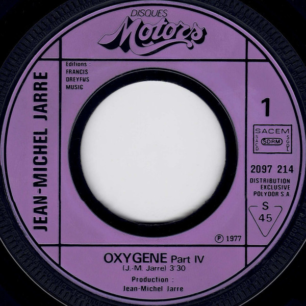 Jean-Michel Jarre - Oxygene (La Musique De Basket) (7") [Vinyl] | Les Disques Motors (2097 214) - 2