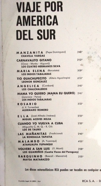 Various - Viaje Por America Del Sur | RCA Victor (LPM-10406) - 3 Various - Viaje Por America Del Sur | RCA Victor (LPM-10406) - 3