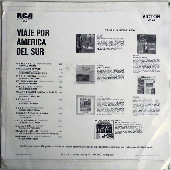 Various - Viaje Por America Del Sur | RCA Victor (LPM-10406) - 2 Various - Viaje Por America Del Sur | RCA Victor (LPM-10406) - 2