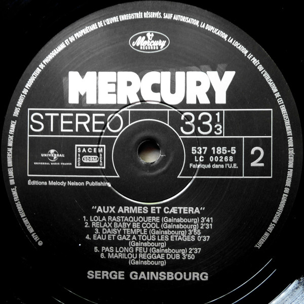 Serge Gainsbourg - Aux Armes Et Cætera | Mercury (537 185-5) - 4