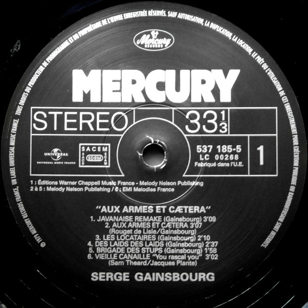 Serge Gainsbourg - Aux Armes Et Cætera | Mercury (537 185-5) - 3