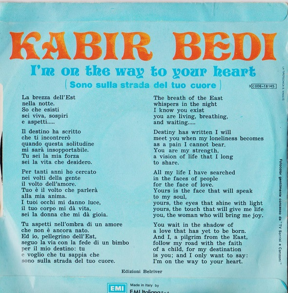 Kabir Bedi - I'm On The Way To Your Heart | EMI (3 C006-18145) - 2
