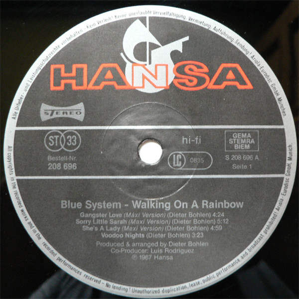 Blue System - Walking On A Rainbow | Hansa (208 696) - 3