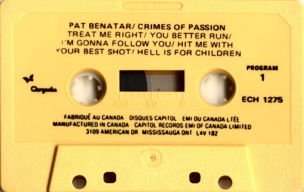 Pat Benatar - Crimes Of Passion [Cassette] | Chrysalis (ECH 1275) - 3