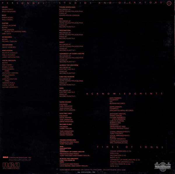 David Bowie - Young Americans | RCA Victor (APL1-0998) - main David Bowie - Young Americans | RCA Victor (APL1-0998) - main