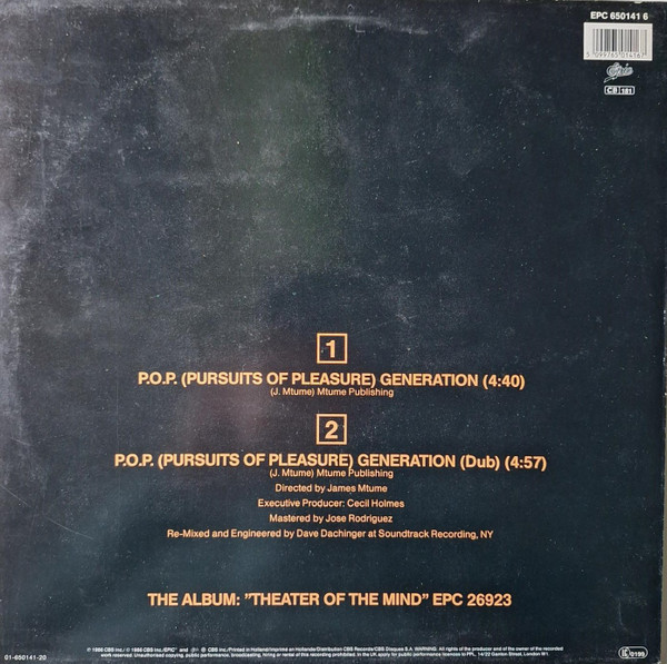 Mtume - P.O.P. (Pursuits Of Pleasure) Generation | Epic (EPC 650141 6) - 2