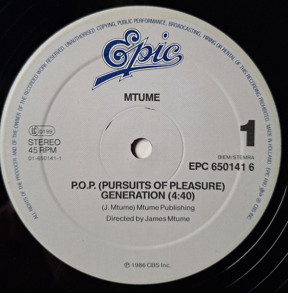 Mtume - P.O.P. (Pursuits Of Pleasure) Generation | Epic (EPC 650141 6) - 3