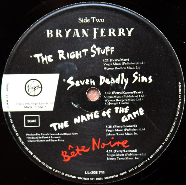 Bryan Ferry - Bête Noire | Virgin (LL 208711) - 4
