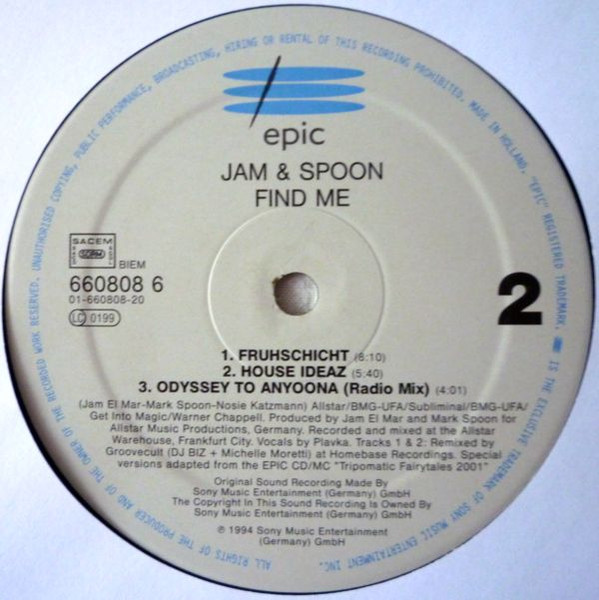 Jam & Spoon Featuring Plavka - Find Me (Odyssey To Anyoona) | Epic (660808 6) - 3