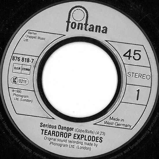 The Teardrop Explodes - Serious Danger | Fontana (876 818-7) - 3