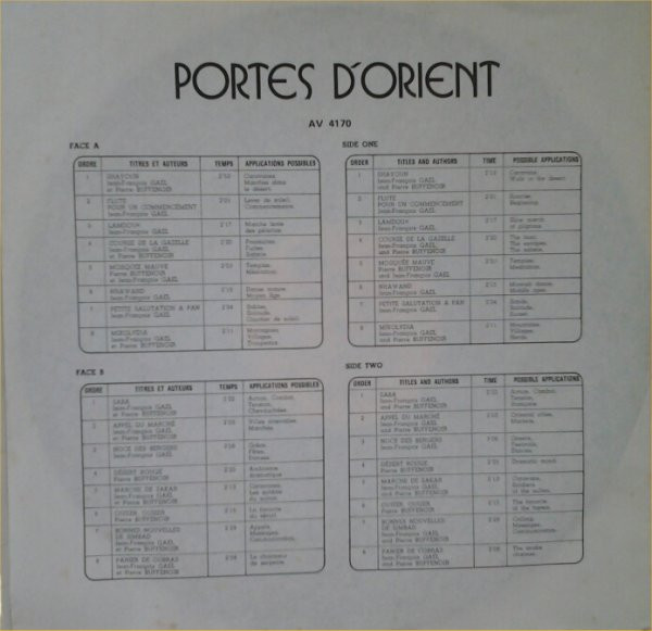 Jean-François Gaël Et Pierre Buffenoir - Portes D'Orient | Auvidis (AV 4170) - 4 Jean-François Gaël Et Pierre Buffenoir - Portes D'Orient | Auvidis (AV 4170) - 4