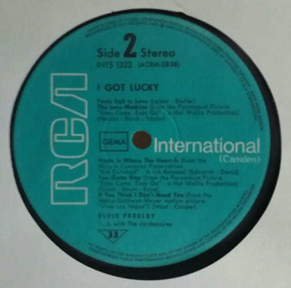 Elvis Presley - I Got Lucky | RCA International (Camden) (INTS 1322) - 4