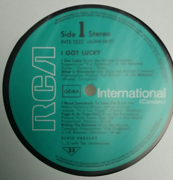 Elvis Presley - I Got Lucky | RCA International (Camden) (INTS 1322) - 3