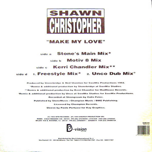 Shawn Christopher - Make My Love | D:vision Records (DVDM 070) - 2 Shawn Christopher - Make My Love | D:vision Records (DVDM 070) - 2
