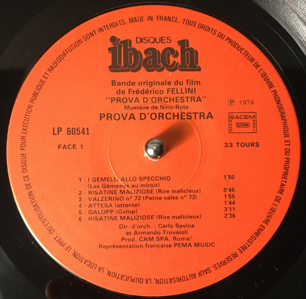 Nino Rota - Prova D'Orchestra | Ibach Records (60541) - 3
