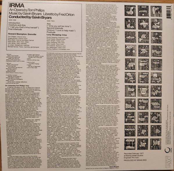 Tom Phillips , Gavin Bryars , Fred Orton - Irma | Superior Viaduct (SV209) - 2