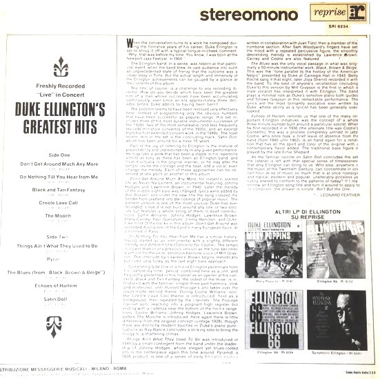 Duke Ellington And His Orchestra - Duke Ellington's Greatest Hits! Recorded "Live" In Concert | Reprise Records (SRI 6234) - 3