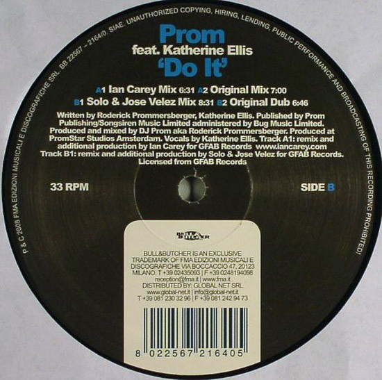 DJ Prom Feat. Katherine Ellis - Do It | Bull & Butcher Recordings (BB 22567-2164/0) - main DJ Prom Feat. Katherine Ellis - Do It | Bull & Butcher Recordings (BB 22567-2164/0) - main